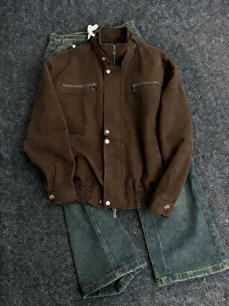 

Мужская весенняя куртка свободного кроя в американском стиле, мотоциклетная, укороченная, широкая, в стиле Харрисон, рабочая, повседневная, с длинными рукавами, на молнии, декорированная