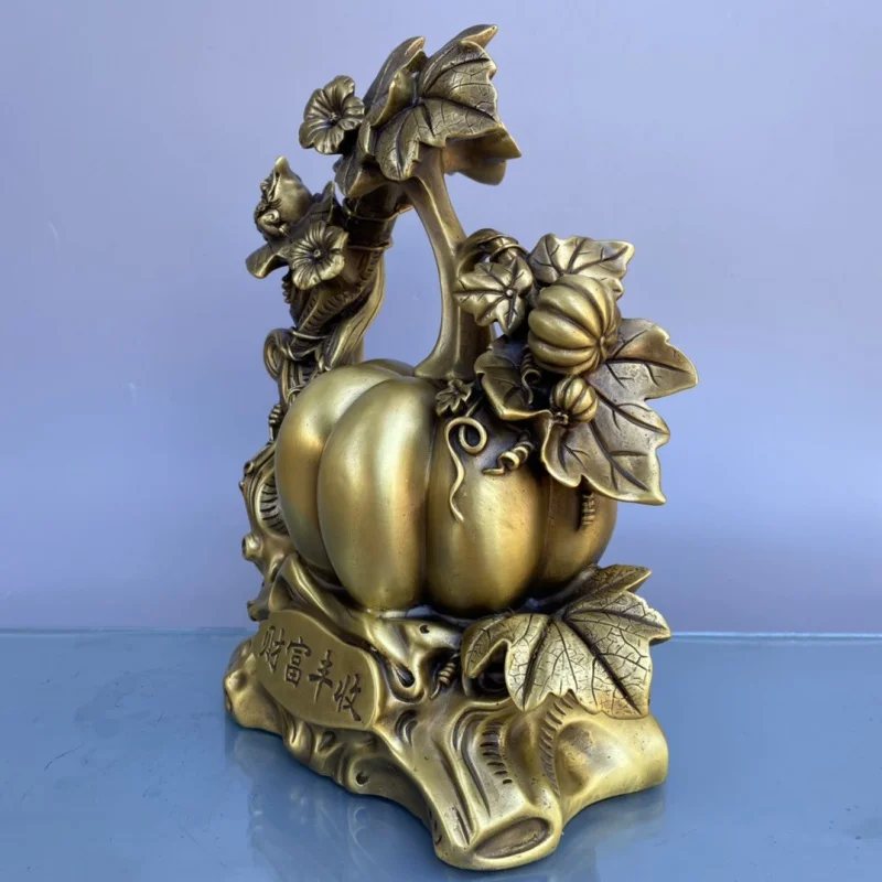 Wholesale Brass Fortune Harvest Decoration Copper Pumpkin Crafts Decoration Home Decoration Desktop Creativity Gift