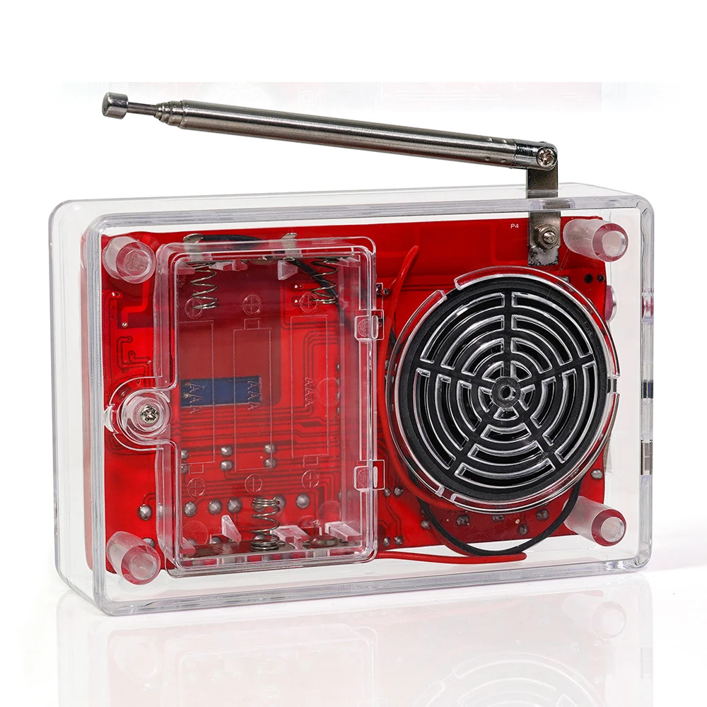 DIY FM Simple Radio Kit Electronic 87-108MHZ Adjustable RDA5807 LED Light Soldering Practice Kit USB Dual Power 5V 3W Speaker