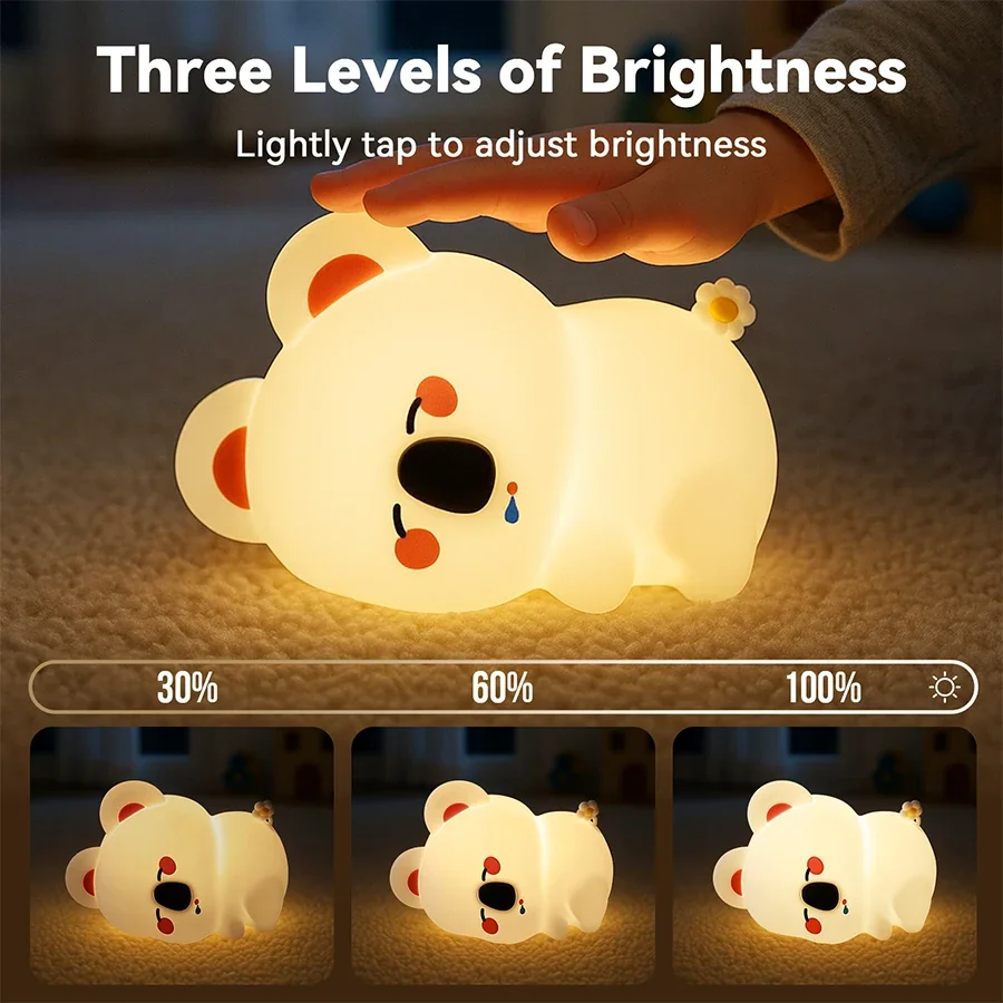 LDE かわいい動物コアラシリコーンナイトライト充電式タッチベッドサイド常夜灯タイミング子供の誕生日ギフト寝室の装飾
