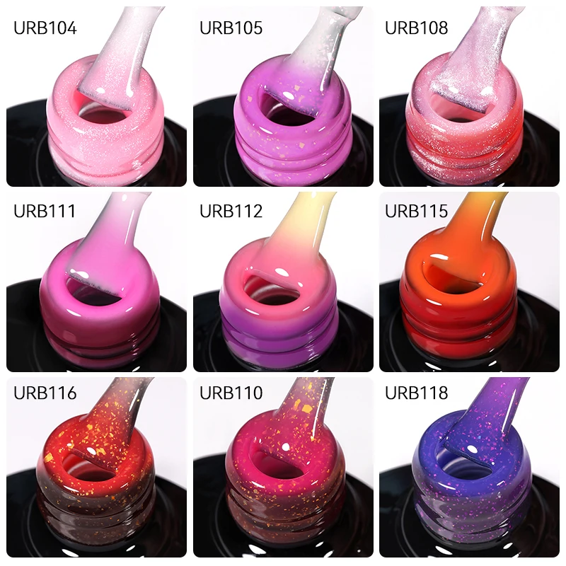 UR SUGAR 7ml Thermal Rubber Base Gel Nail Polish Temperature 3 Colors Changing Glitter Semi Permanent Soak Off UV LED Varnish