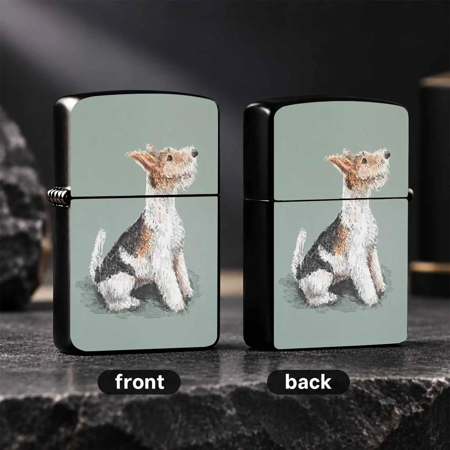 Exquisite Portable Lighter With Adorable Wire Fox Terrier Sitting And Looking Up Pattern, Suitable For Daily Commute, Outdoor Trips, Friends Gathering And Various Scenarios, Thoughtful Unique Gift For Pet Lovers And Dog  A Humorous And Inte