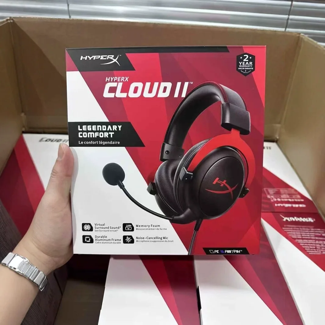 

HyperX Cloud II Gaming Headset Hi-Fi 7.1 Surround Sound/Detachable Mic/USB Sound Card For PC PS Cloud 2 Wired Gaming Headphone
