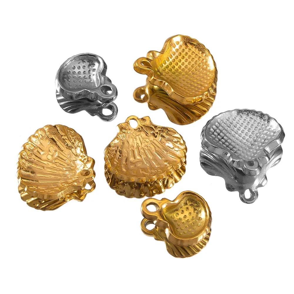 10 Stück gestreifter Muschel-Anhänger aus Edelstahl mit Loch, Armband, Böhmen, Ohrring, Halskette, Charm, DIY-Schmuckherstellung, Großhandel – Detail 6