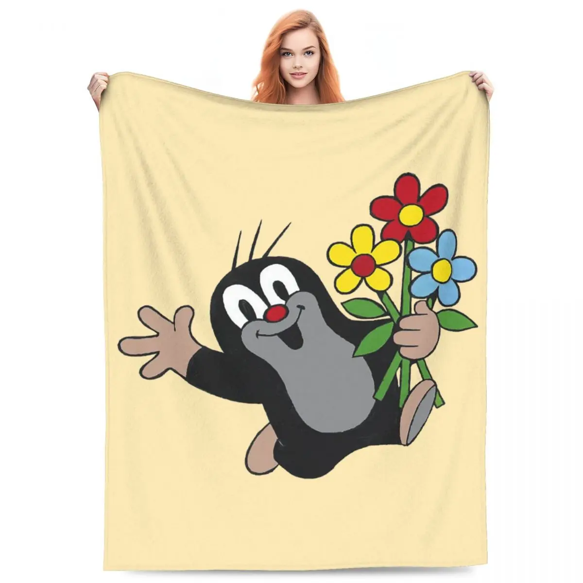 Mole Happy Krtek Blankets Flannel Sofa Throw Blanket Super Soft for Home Bedroom Office Throws Bedspread Quilt
