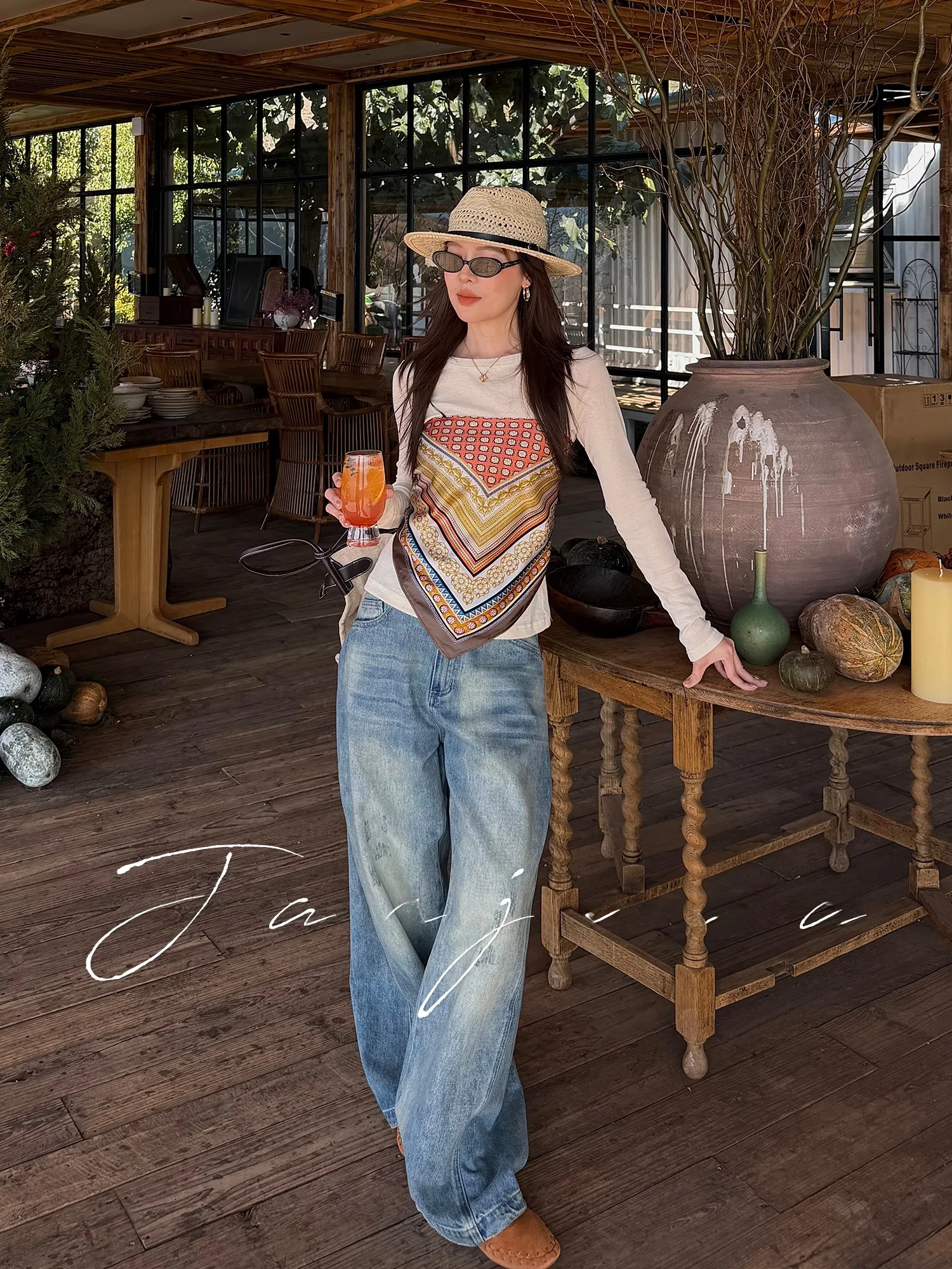 

Jaajaaa Viking Harbor Vintage Waed Wide Leg Jeans Cotton Denim Slimming Versatile Spring 2026 Casual Sle l Waist