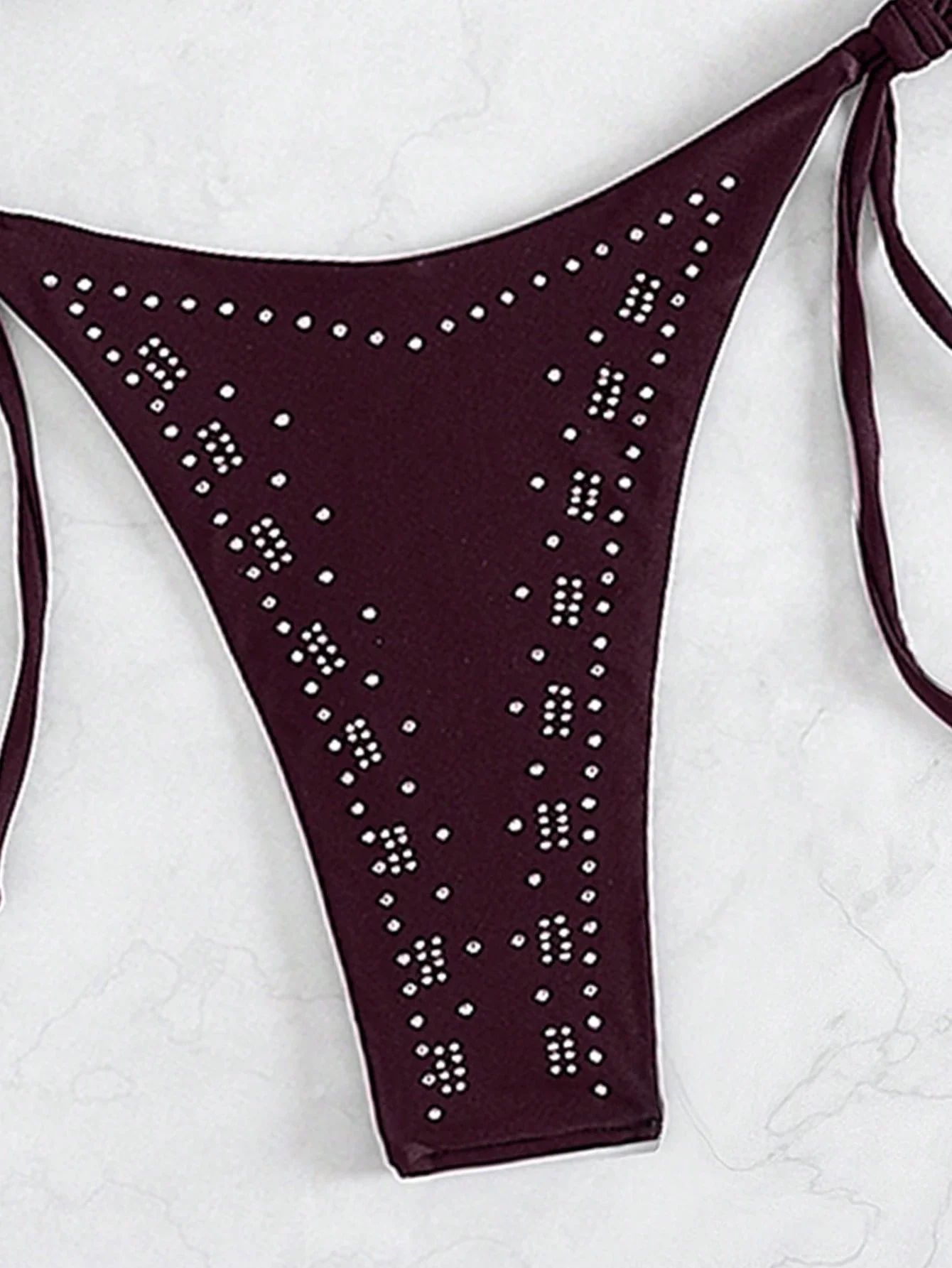 

Women 2-Piece Bikini Set With Rhinestone Pattern Beach Vacation Swimwear