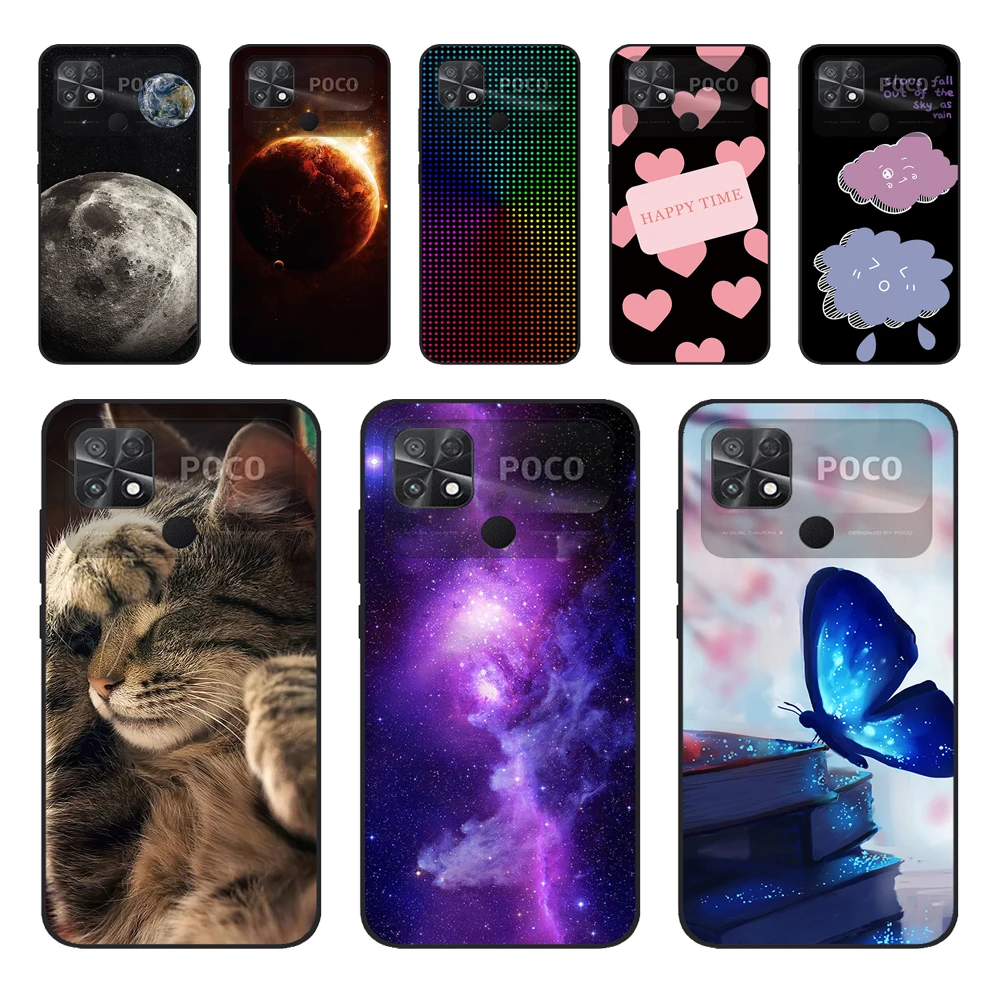 For Poco C40 PocoC40 C 40 Case Soft TPU Cute Butterfly Cat Protective Silicone Cover For Xiaomi Poco C40 Phone Cases 2022 Fundas