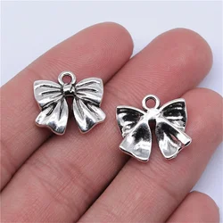 10pcs 17x16mm Antique Silver Color Bowknot Charms Pendant For Jewelry Making DIY Jewelry Findings