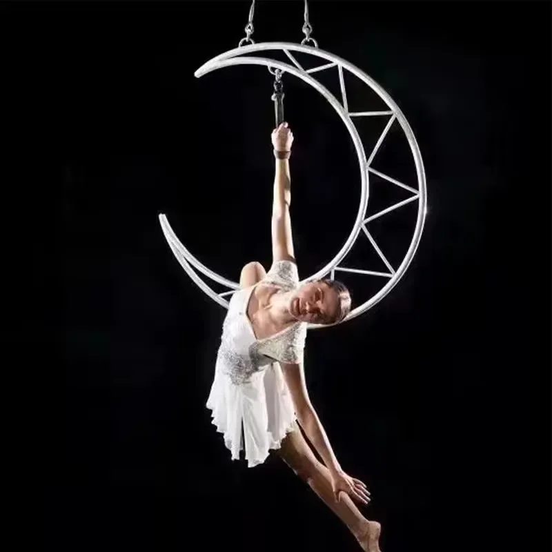 Complete LED Steel Aerial Moom Lyra Hoop Set with Carabiners Daisy Chain Pose Guide Yoga Swing Sports Entertainment