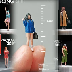 1/64 Miniature Fashion Girls Doll Model Mini Figurine Sand Table Scene DIY Landscaping Small Scale Photography Props Display