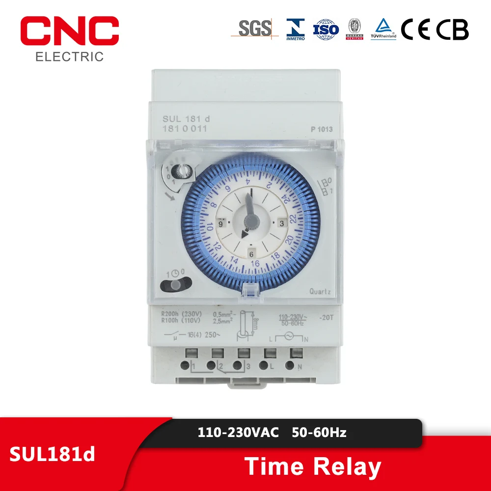 CNC SUL181d Time Relay Track Installation Mechanical Timer 220V 24-hour Industrial Time Control Switch