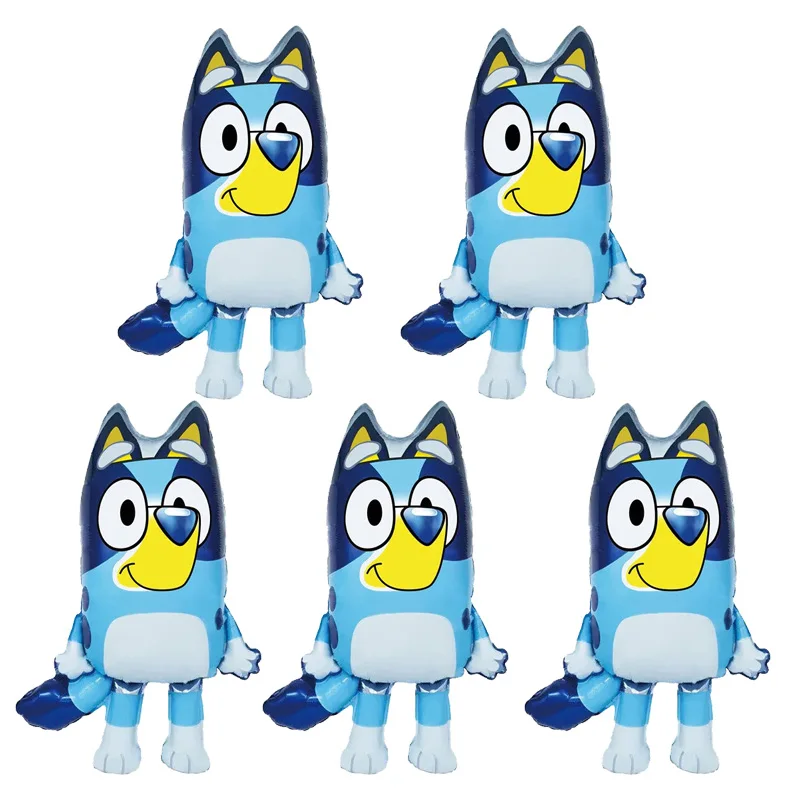Ballons Bluey bleus, 5 pièces, décoration de fête d'anniversaire pour enfants, ballons en aluminium mignons de dessin animé Bluey, fournitures pour baby shower, cadeaux
