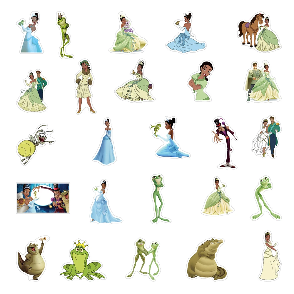 10/30/50PCS Disney The Princess and the Frog Tiana Stickers DIY Notebook Fridge Phone Suitcase Wall Decals PVC Waterproof Toys