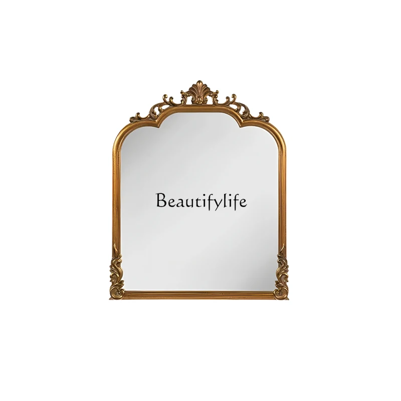 

French Retro Bedroom Smart Makeup Mirror Bathroom Wall-Mounted LED European Decorative Mirror