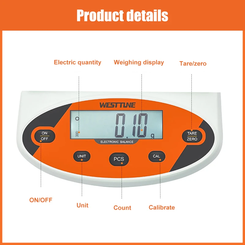 WESTTUNE 0.01g Precision Digital Electronic Balance Portable Mini Lab Jewelry Gold Weighing Scale Electronic Analytical Balance