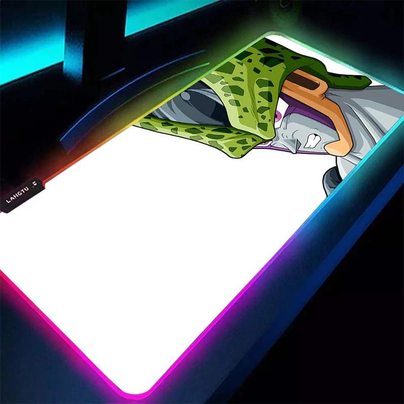 LED Mouse Pad DBZ Dragon Ball Cell Professional Game Players Speed Lock Edge Rubber Extended Desk Mat RGB Mousepad Keyboard Mat