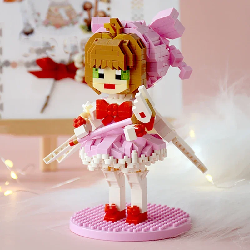 LOZ 9795 Anime carte Captor Kinomoto Sakura magique fille baguette poupée bricolage Mini blocs de diamant briques jouet de construction pour les enfants sans boîte