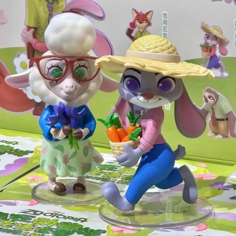 2024 Nowa seria Disney Zootopia Flower World Pudełko z niespodzianką Judy Fox Figurka anime Model Lalka Kolekcja na biurko Prezenty świąteczne dla dzieci