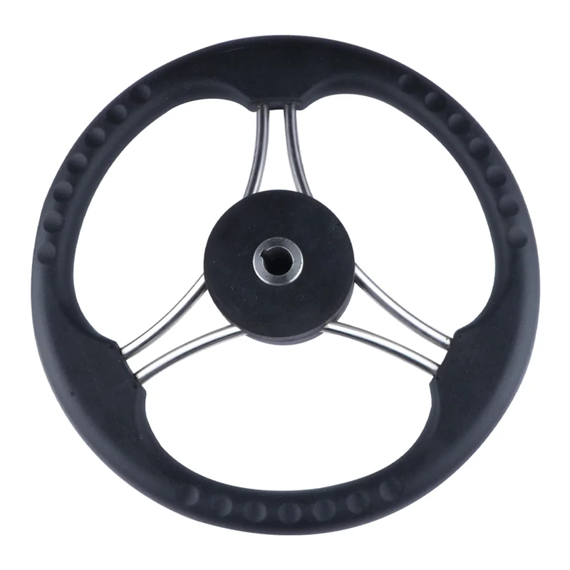 13Inch Boat Steering Wheel Stainless Steel Black Foam 3 Spoke Heavy Duty Marine Boat Accessories Marine for Marine Yacht