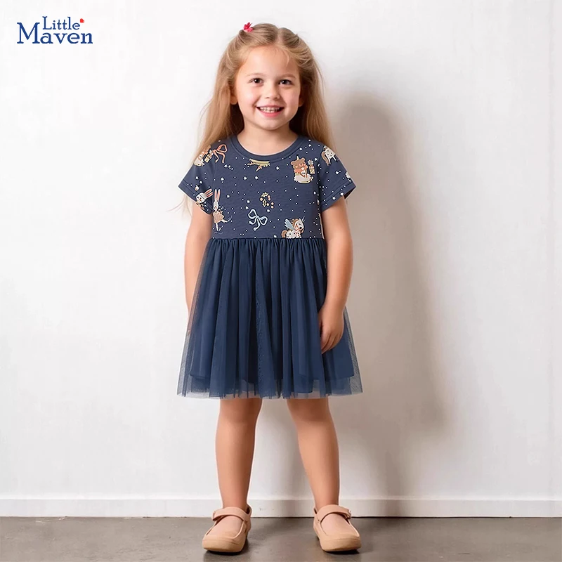 TUONXYE Kleidung für Neugeborene Mädchen Netzkleid Tier Bär und Hase Kinderkleider für Mädchen Partykleider – Detail 2