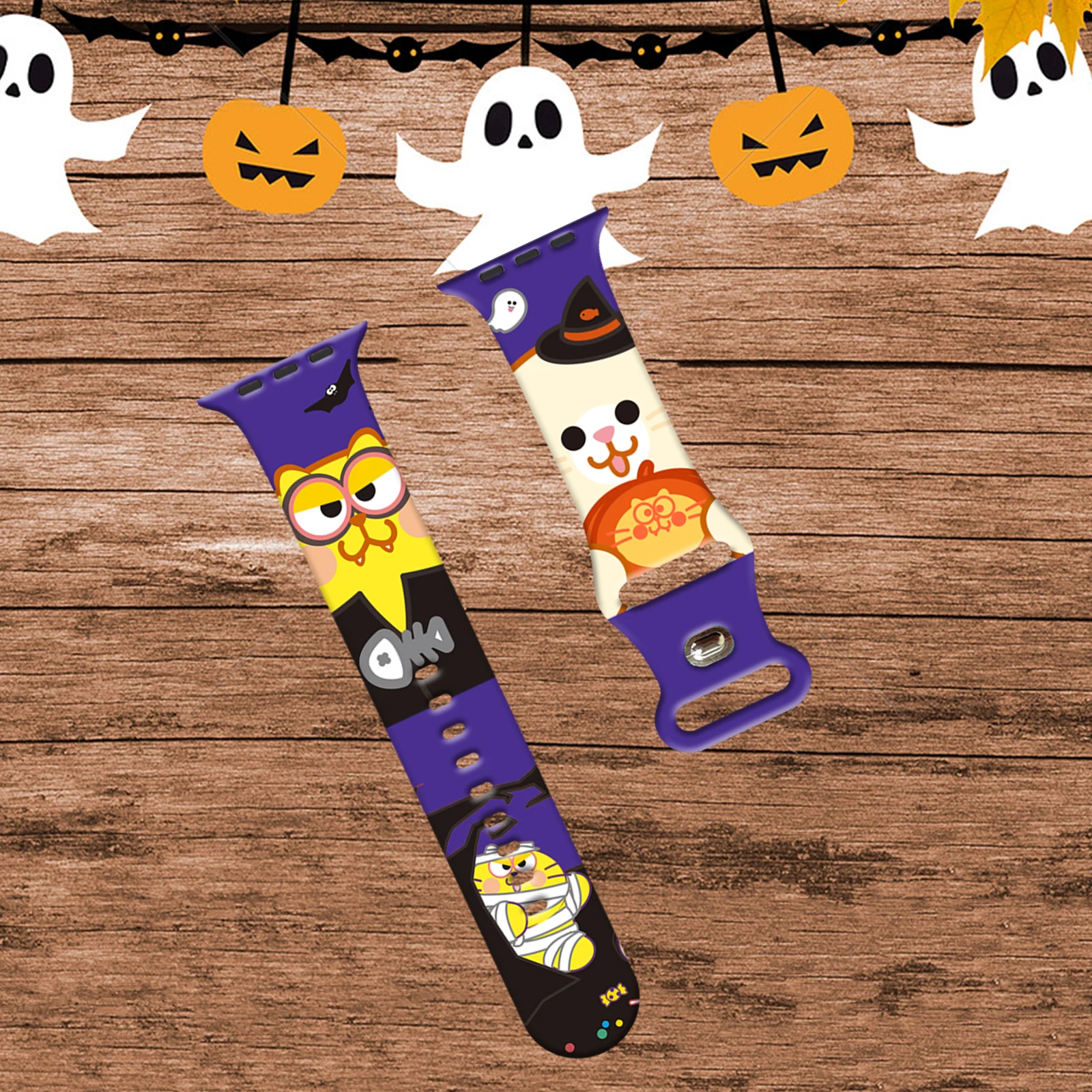 

Halloween Planet Night Painting Strap for Apple Watch 10 9 8 7 Silicone Band Replaceable Bracelet for iWatch 46mm 42mm Watchband