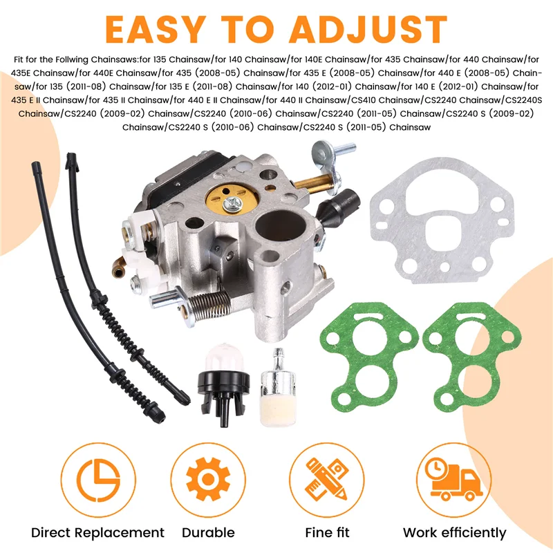 

ABZY-Chainsaw Carburetor Withair Filter 506450501 C1T-EL41A Forhusqvarna 435 440 435E 135 Jonsared CS410 CS2240 Chainsaw