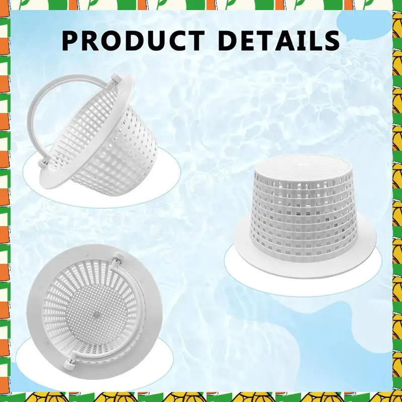 

Professional Tool Swimming Pool Skimmer Replacement Basket With Handle, 3Pack - Above Ground Pool Thru-Wall Skimmer Baskets