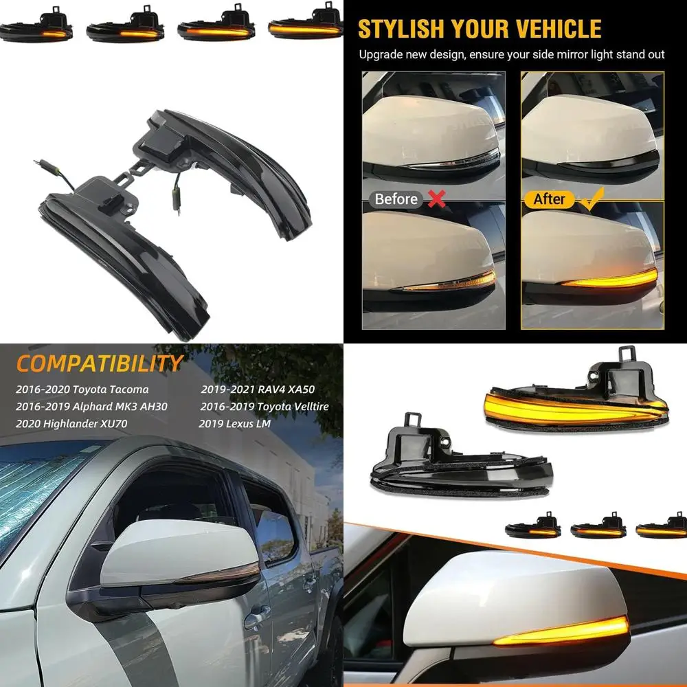

Sequential Amber LED Side Mirror Signal Lamps for 16-21 Tacoma, 19-21 RAV4, Lexus LM, 20-21 Highlander, 16-21 Alphard Vellfire