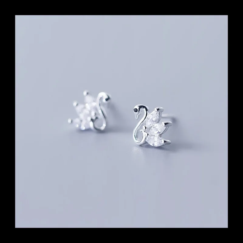 Einfache Mori Kleine Schwan Stud Ohrringe Weibliche Koreanische Version Temperament Kleine Frische und Süße Ohrringe Nette Diamant-encr