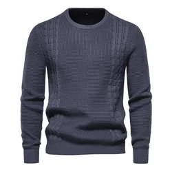 Pull à manches longues en pur coton pour hommes, pull de style décontracté, tricots de haute qualité, pull de printemps, nouvelle mode, 2024