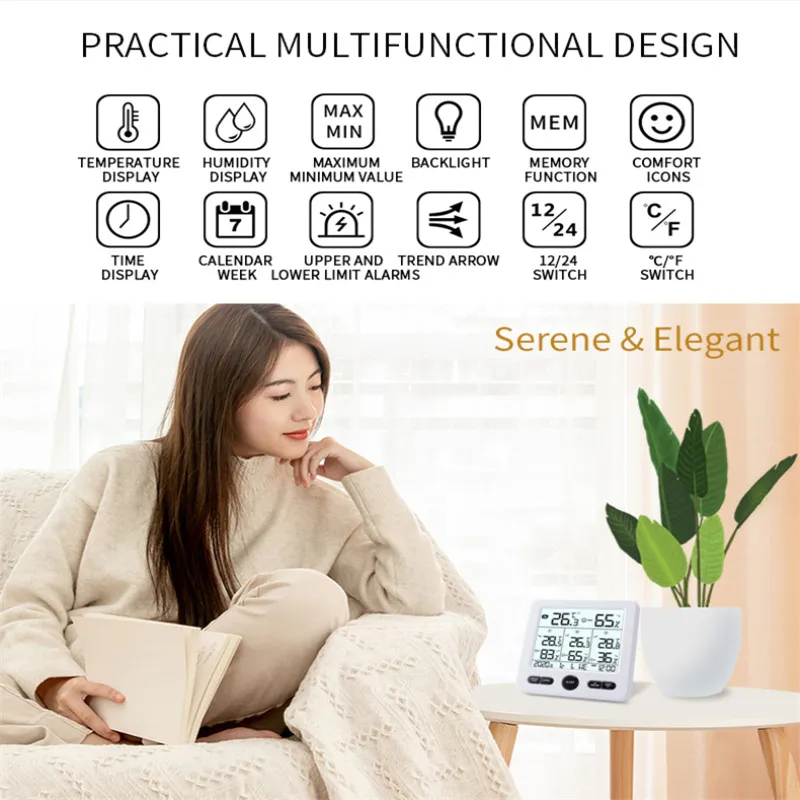 Higrómetro Digital multifunción a TS-6210, transmisor inalámbrico de temperatura, estación meteorológica Digital, pronóstico para interiores y exteriores