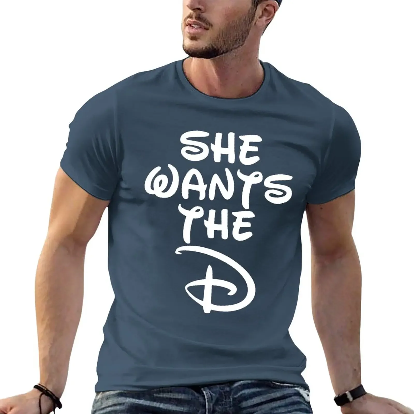 

She Wants The D white T-Shirt korean fashion shirts graphic tees mens t shirts pack