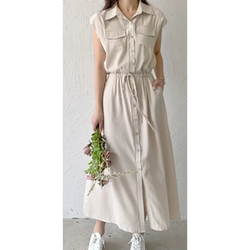 فستان صيفي جديد على الطراز الياباني بجيب متوسط الطول وياقة مقلوبة غير رسمية #4
