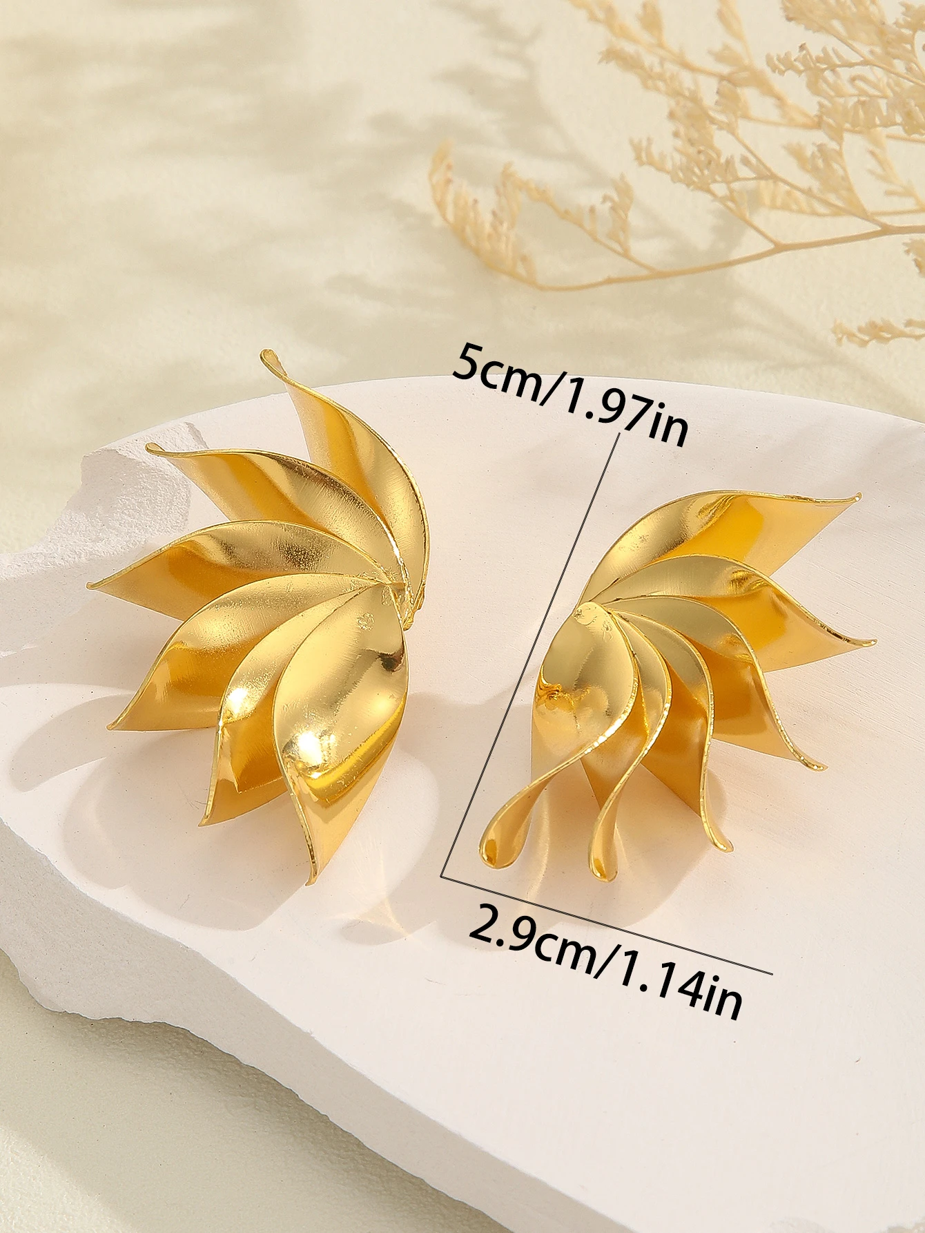 Exaggerate Earrings for Women Vintage Spiral Leaf Aesthetic Jewelry Set Fashion Modern Silver/Gold Plated Female Supplies Gifts