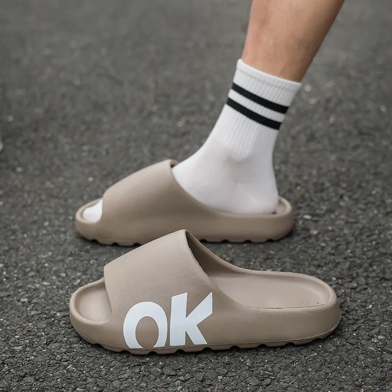 Funny OK EVA Slippers Men Women Summer Thick Bottom Soft Squishy Non Slip Home Indoor Outdoor Shoes Cartoon Sandals Lightweight
