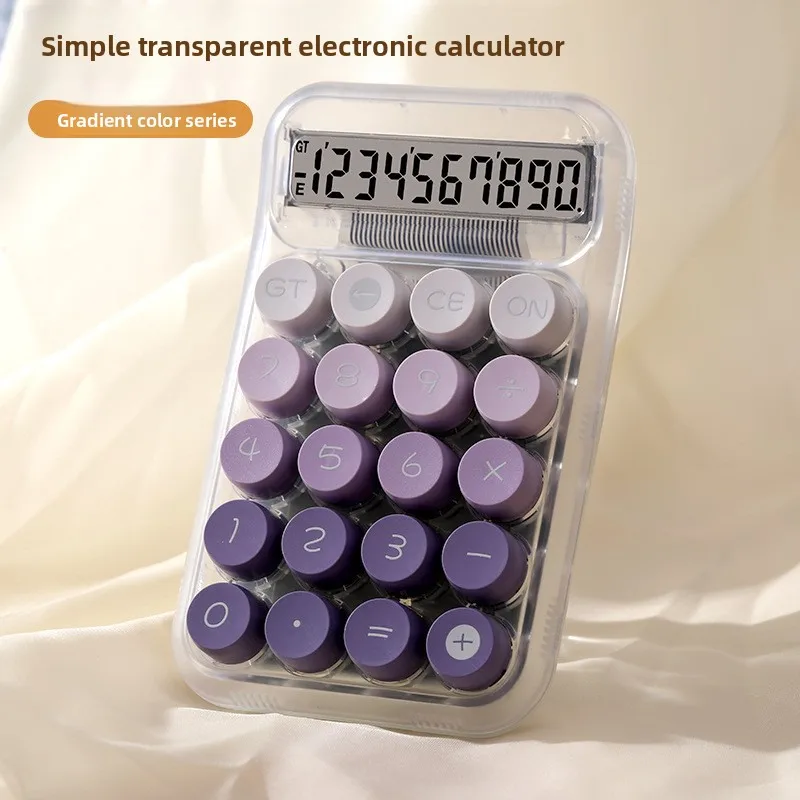 Transparent Gradient Large-Key Calculator with Large Screen, Electronic 10-Digit Display, Specifically for Students