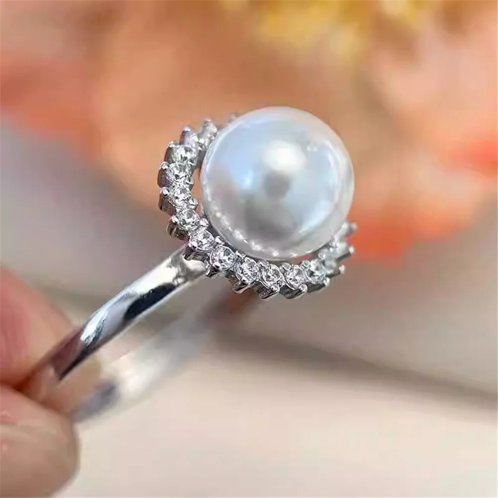 

Solid S925 Sterling Silver Pearl Ring Settings Findings & Accessories - for Jewelry Making Bulk Wholesale Craft Supplies 8-10mm