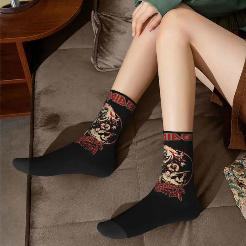 Custom Heavy Metal Maidens Pop Rock Iron Men's Crew Socks Unisex Fun Spring Summer Autumn Winter Dress Socks