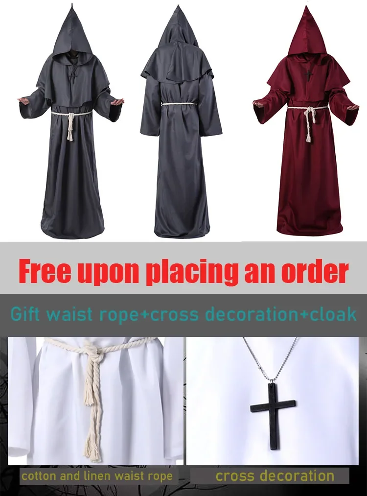 

Medieval monk costume,COS costume, Wizard costume,Monk robe,Priest costume, stage costumeHalloween cosplay costume.