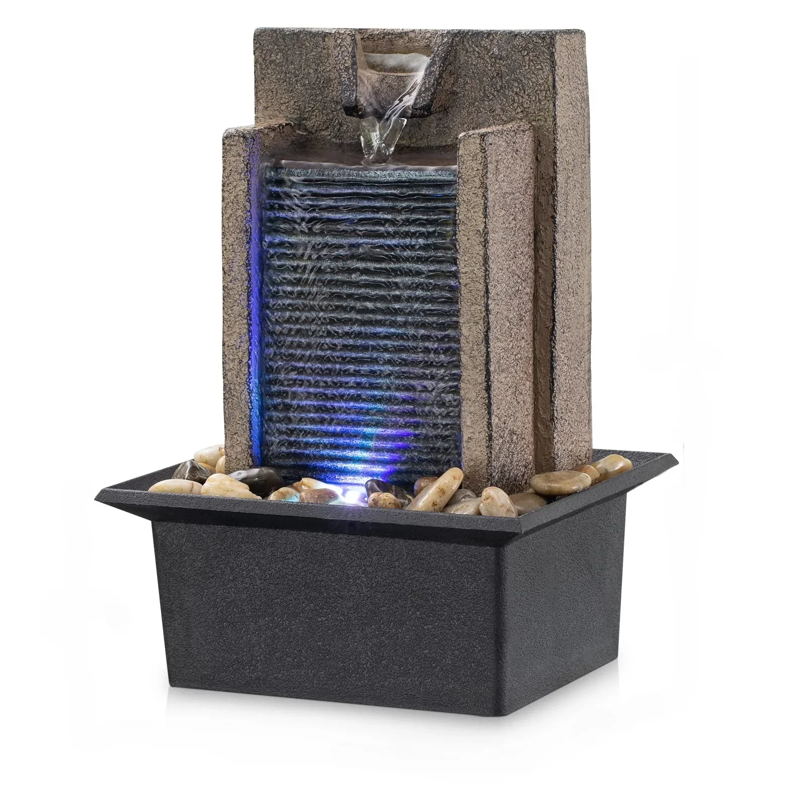 

Tabletop Fountain Waterfall Fountain Office Tabletop Fountain Includes Many Natural River Rocks Decorated with Colorful Light