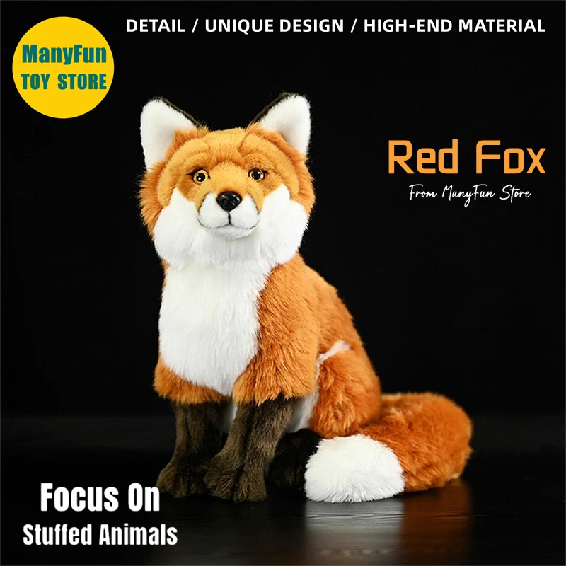 Czerwony Lis Pluszowa Zabawka Wysokiej Jakości Vulpe Plushie Fox Peluche Realistyczne Wypchane Zwierzęta Symulacja Lalka Kawai Zabawka Prezenty Dla Dzieci