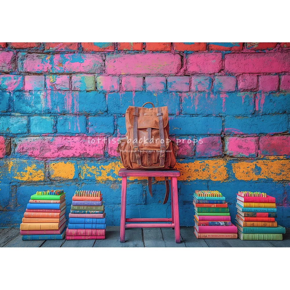 Back School Backdrops Kids Photocall Adult Child Photography Props Books Bookcase Brick Wall Black Board Backgrounds