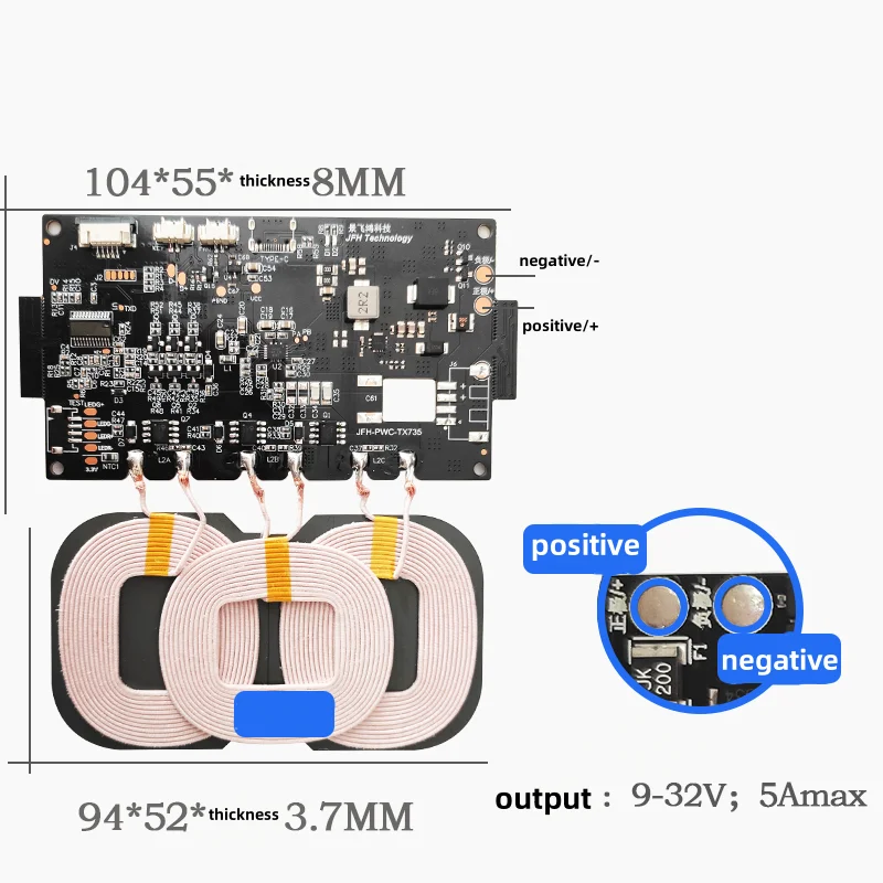 Technologie de charge sans fil haute puissance de type C, alimentation extérieure de véhicule bricolage, charge rapide 20W, entrée 9-32V, pièces de chargeur sans fil