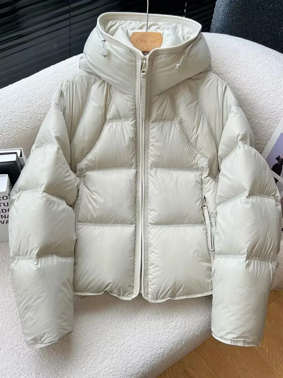 Cloud Puff Hooded Women's Parkas Fall Winter Korean Style Design Fashion Cotton Woman Parkas Padded Jacket Coat Black Whithe