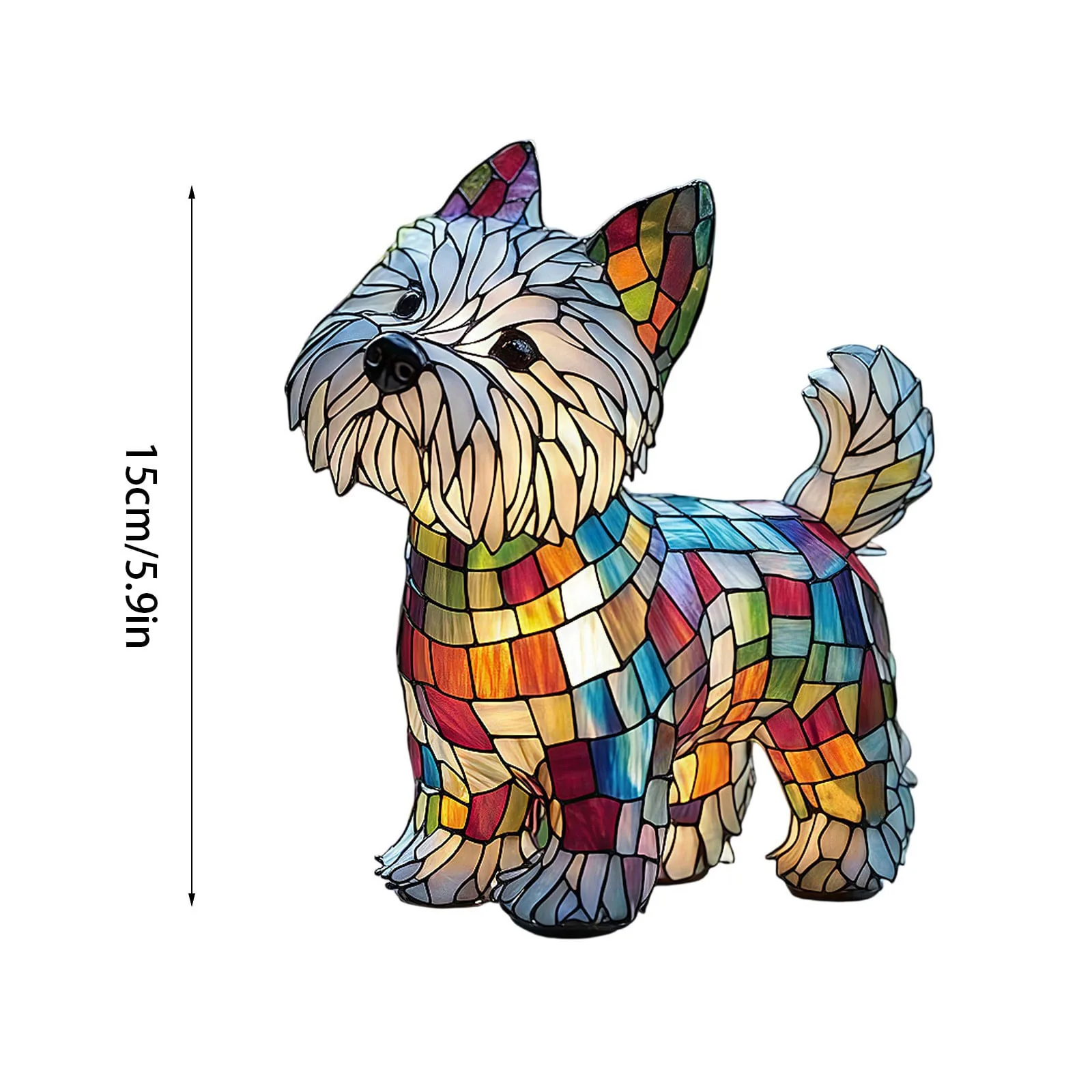 3d Painted Stained Glass Dog Table Lamp Art Night Light Warm Toned Light Ambient Suitable for Reading Lamp for Bedroom Lovers