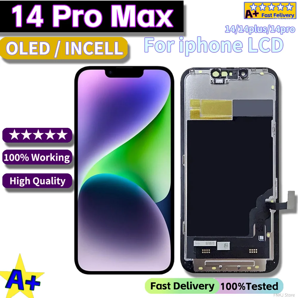 Crazy Cow Wysokiej jakości ekran AMOLED INCELL LCD OLED OEM do iPhone'a 14 Pro Max 14 Plus Wyświetlacz 14 Pro Wymiana ekranu NOWOŚĆ A+