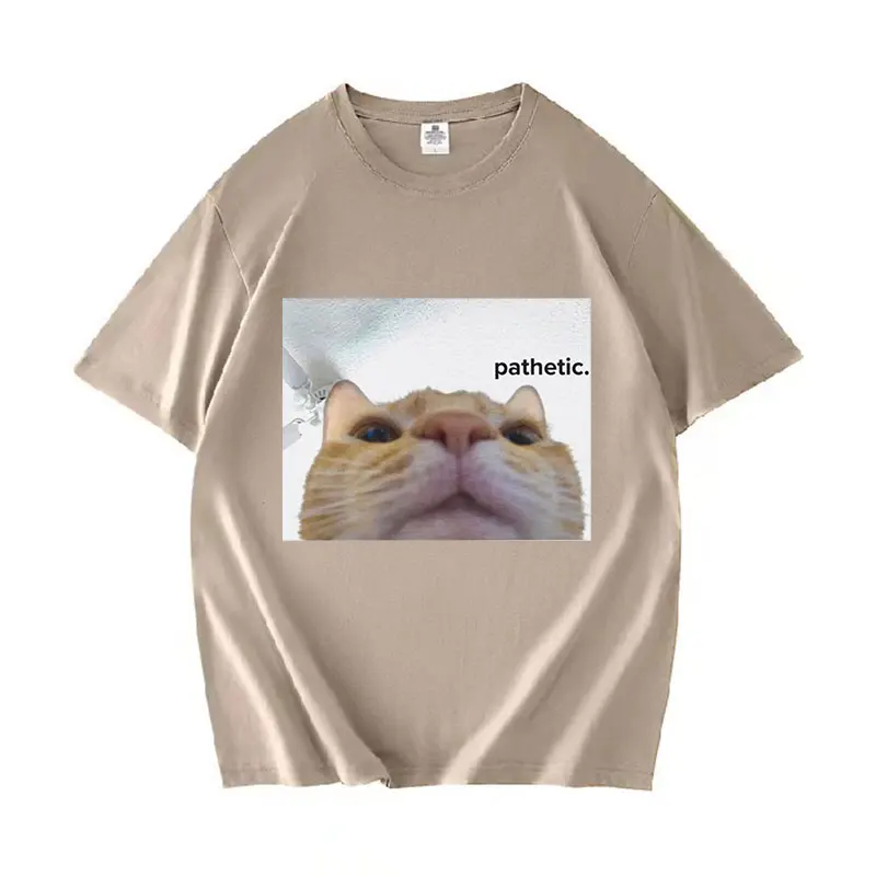 Funny Pathetic Cat Meme Graphic T Shirts Men Women Fashion Casual Short Sleeve T-shirt Summer O-Neck 100% Cotton Oversized Tees