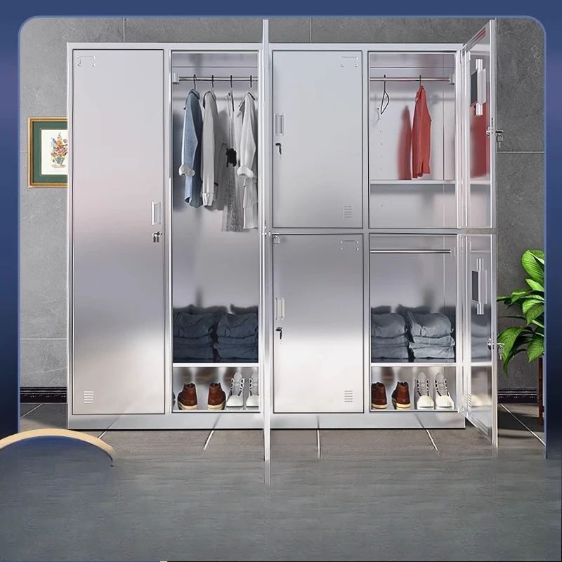 304 Stainless Steel Locker, Multi-door Locked Storage Cabinet for Cleanroom & Shoe Storage
