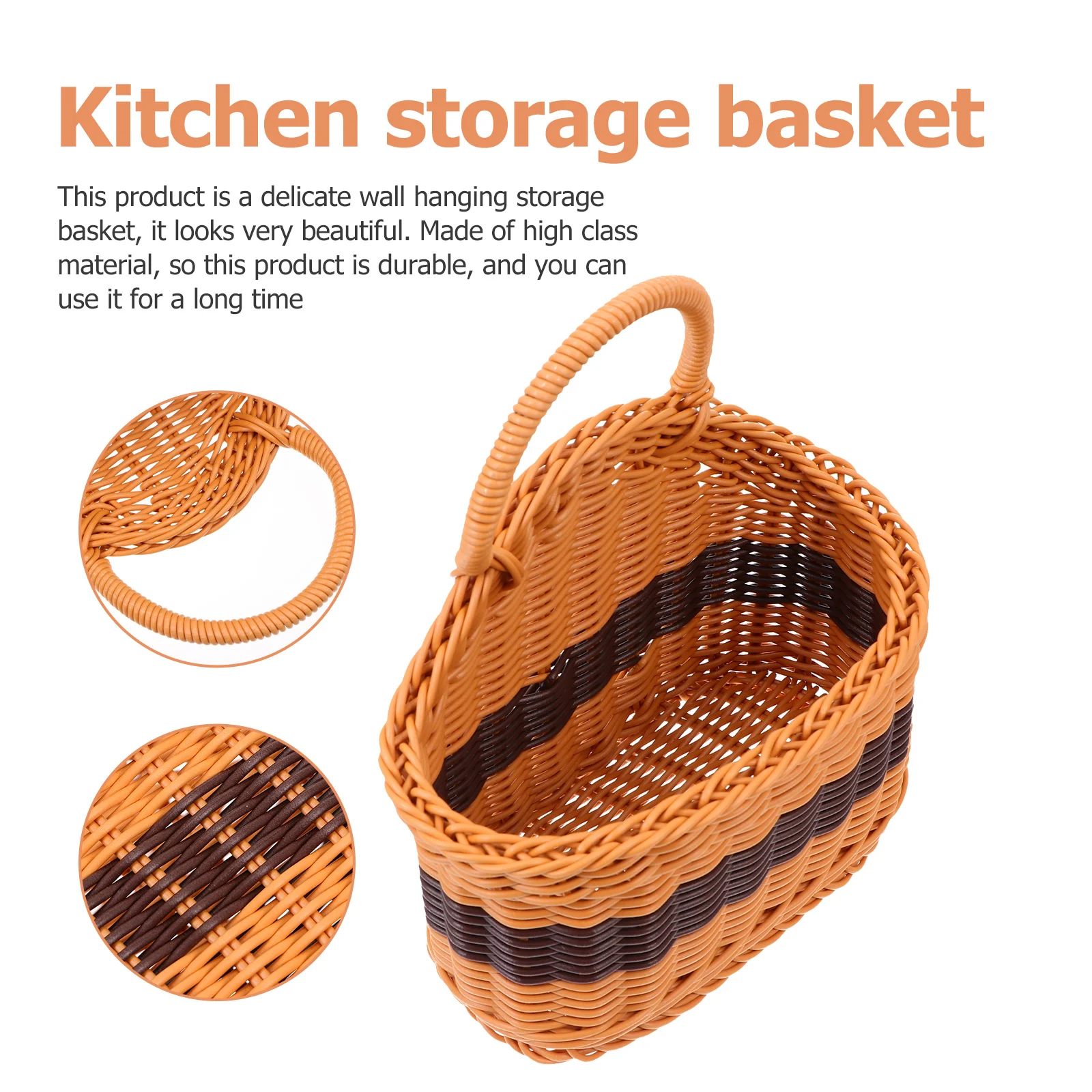

1pc Weaving Craft Flower Hanging Storage Container Wall Decor Basket For Home Kitchen Balcony Decorative Woven Basket